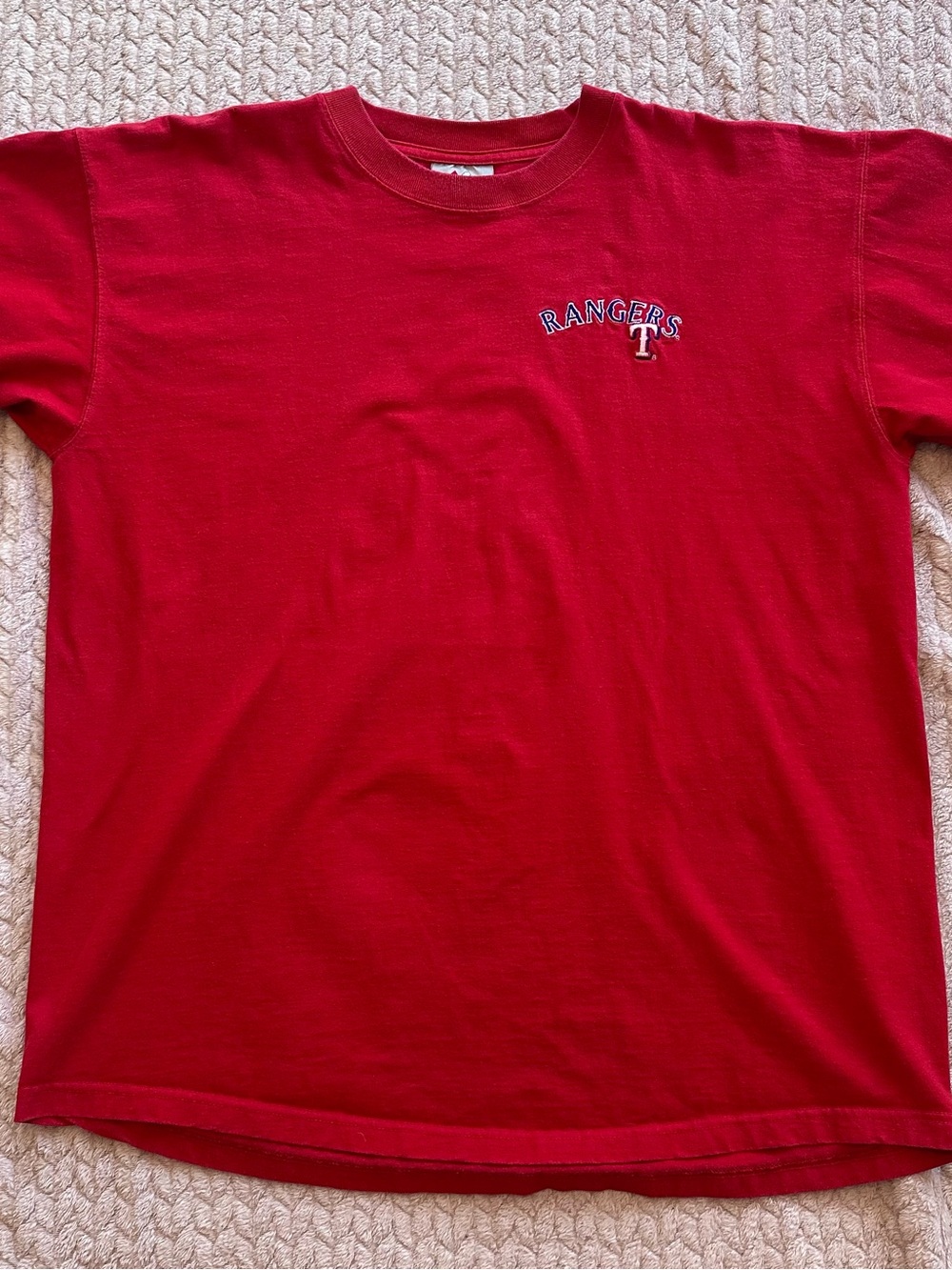Vintage Embroidered Rangers Red men’s Majestic Short Sleeve Tee